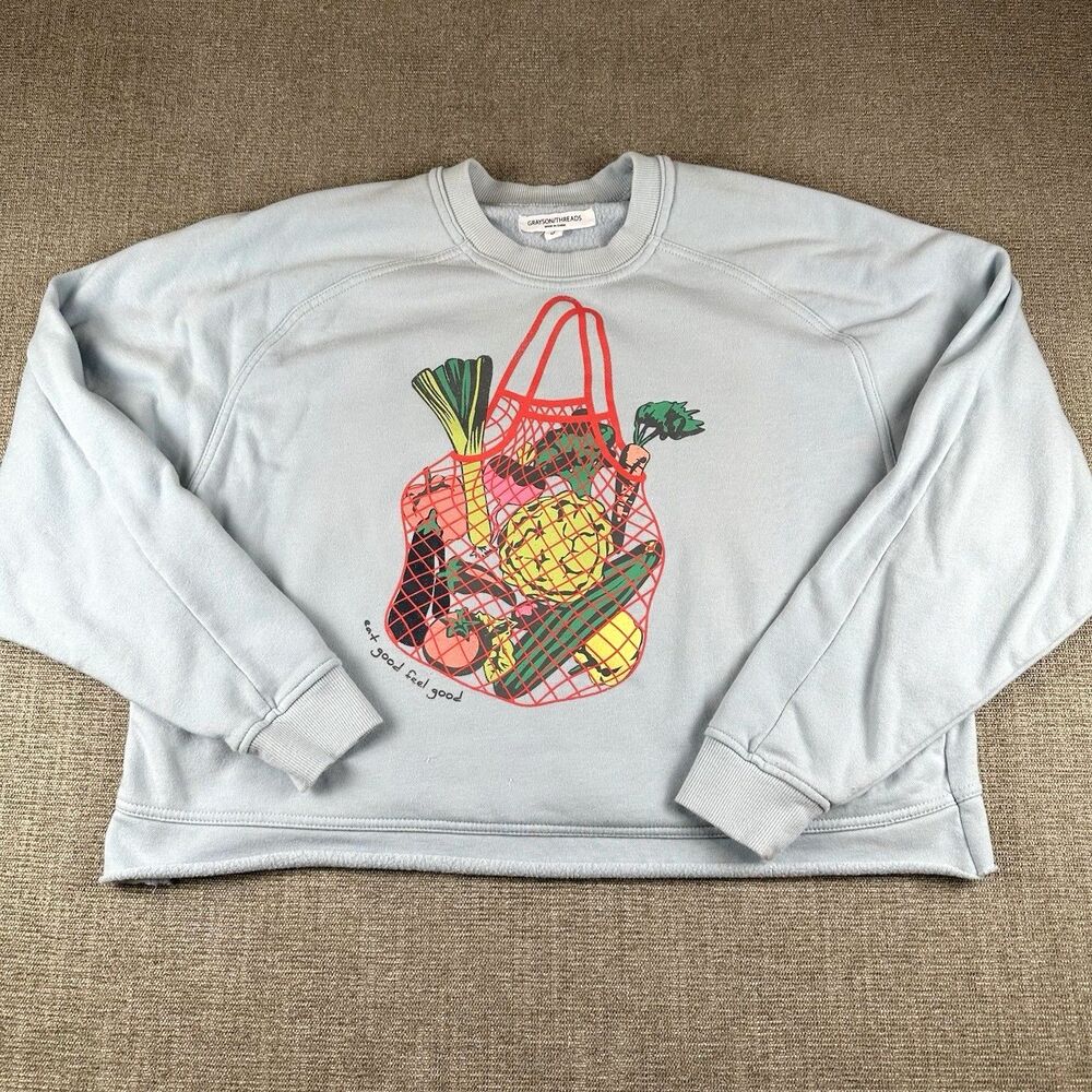 Grayson Threads Women's Farmers Market "Eat Good Feel Good" Graphic Sweatshirt S